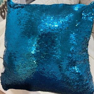 Blue Sequin Throw Pillow